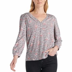 NWT Lucky Brand Long Sleeve V Neck Peasant Top XS